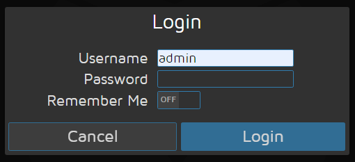 По умопчанию вводим имя admin и поле пароль оставляем пустым